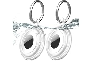 MOZOTER 2 Pack IPX8 Waterproof Compatible with AirTag Keychain Holder Case,Lightweight, Anti-Scratch,Easy Installation,Soft Full-Body Shockproof for Luggage,Keys,Dog Collar(Clear/Clear)