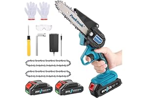 Peektook Mini Chainsaw Cordless 6-Inch, Electric Chainsaw Chain Saw with 2 Large Battery and 2 Chains, scie à chaîe à batteri