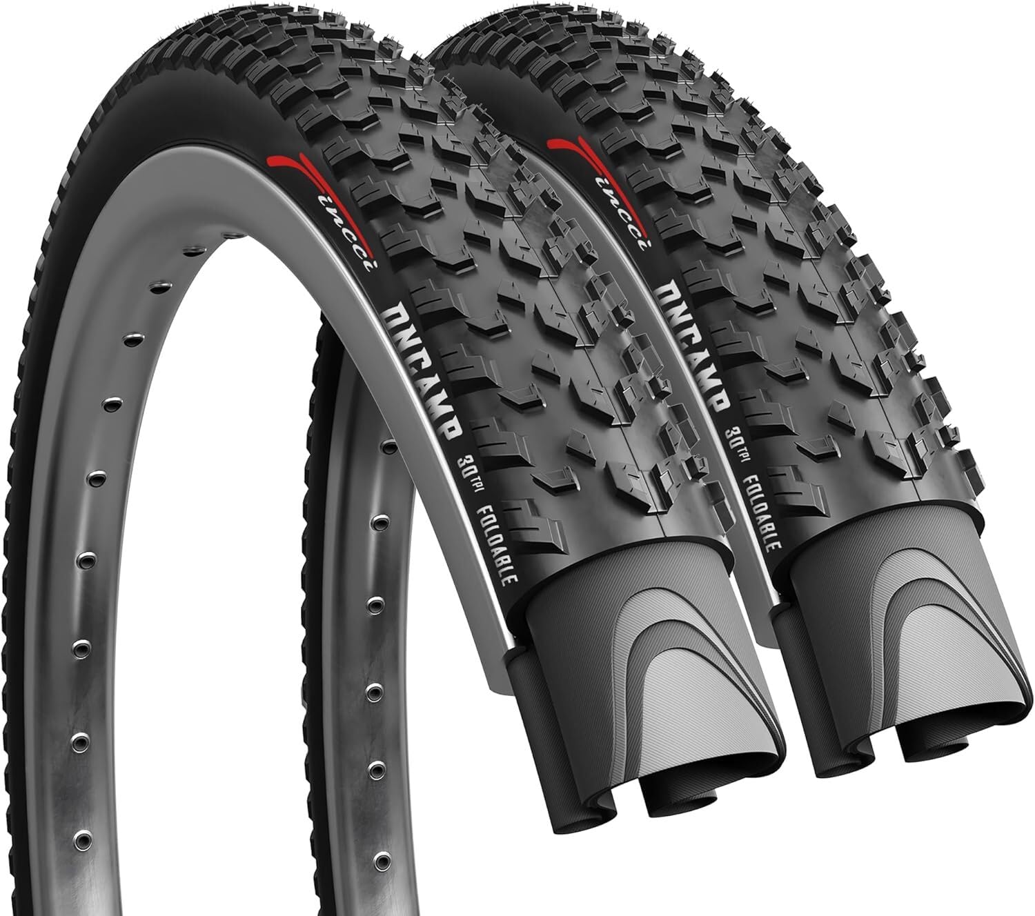 Photo 1 of Fincci Pair 27.5 x 2.10 Mountain Bike Tire 54-584 Foldable Tires Oncamp for Road MTB Mud Dirt Offroad Bicycle - 27.5x2.10 Tire Pack of 2