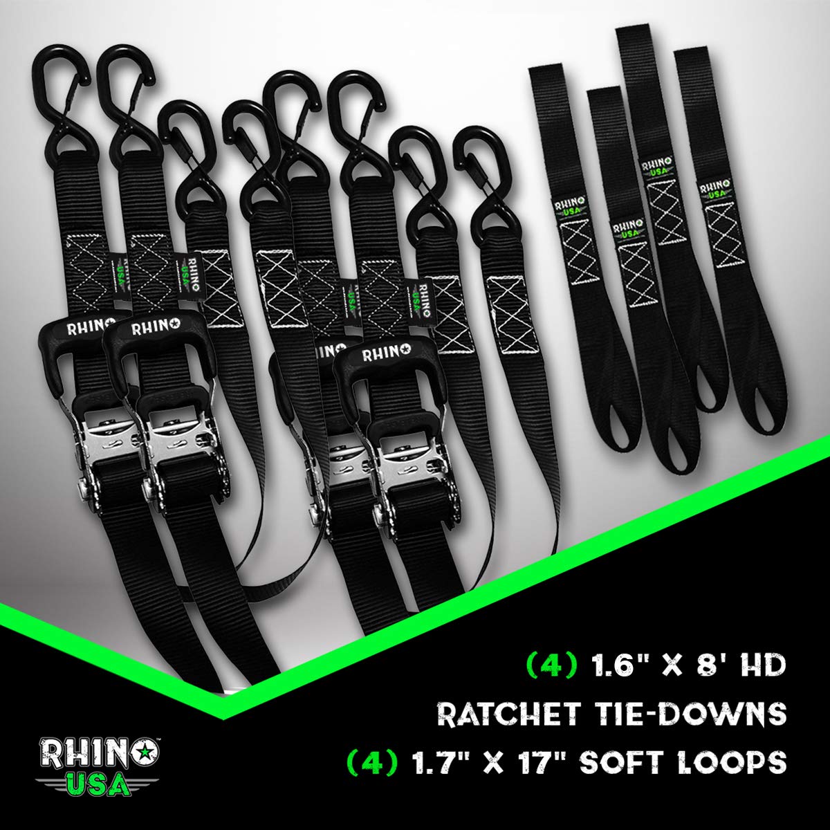 RHINO USA Ratchet Straps Motorcycle Tie Down Kit, 5,208 Break Strength 711841545079 eBay
