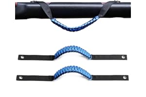 RERPRO Front Door Roll Bar Grab Handles Compatible with 2018-2024 2025 Jeep Wrangler JL 2/4 Door 4XE Gladiator JT Interior Accessories Paracord Grip Handle Keep Airbag Function 2 Pack Blue Classic