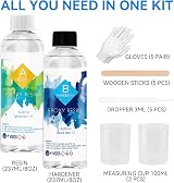 Suzzam Crystal Clear Epoxy Resin Kit 16oz 1:1 474ml Gloves Cups Sticks view 2