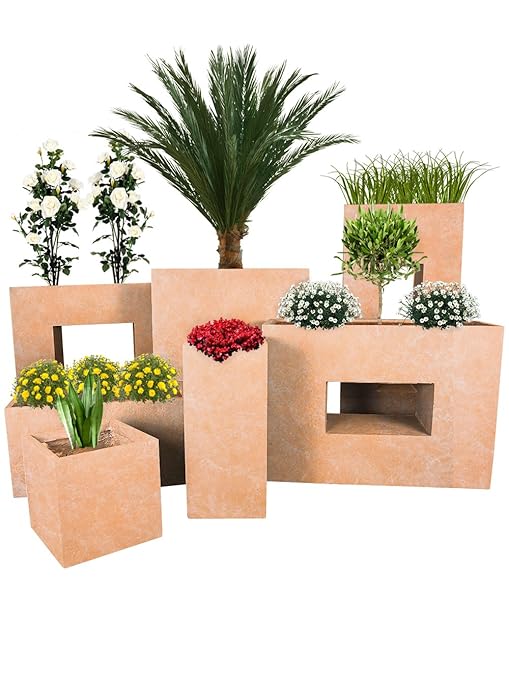 Pflanzwerk Fioriera Vaso Di Fiori Vetroresina Vista Terracotta 96x45x27cm Fioriera Resistente Al Gelo Protezione Uv Beni Di Qualità