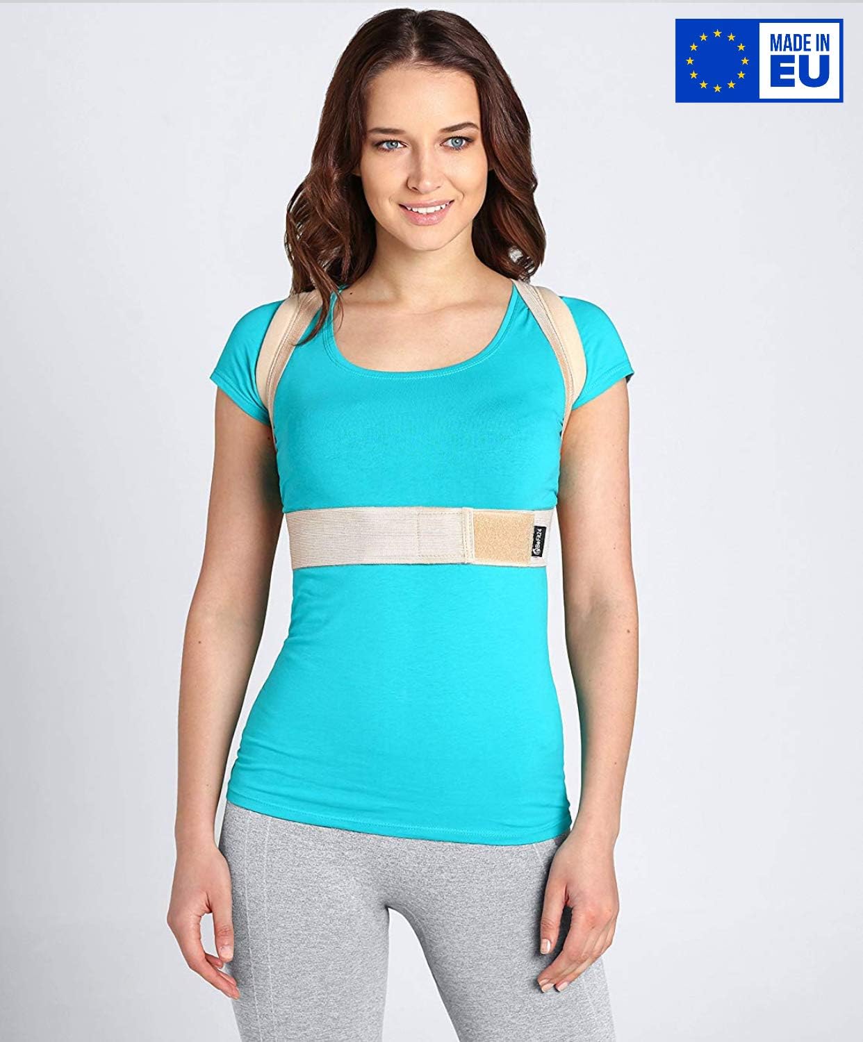 BeFit24® Posture Corrector for Women and Men Under Clothes - Adjustable Upper Back Straightener - Shoulder Support Brace - Slouching Correction - Neck and Clavicle Pain Relief [ Size 2 - Nude ]