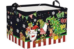 Clastyle Large Christmas Tree Gift Baby Basket Empty Snowman Snowflake Gnome Kid Toy Book Xmas Storage Collapsible Clothes Organizer Nursery Bin,Black,40*30*30 cm