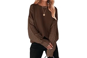 ZESICA Women's 2024 Fall Long Sleeve Crew Neck Solid Color Cable Knit Chunky Casual Oversized Pullover Sweater Tops