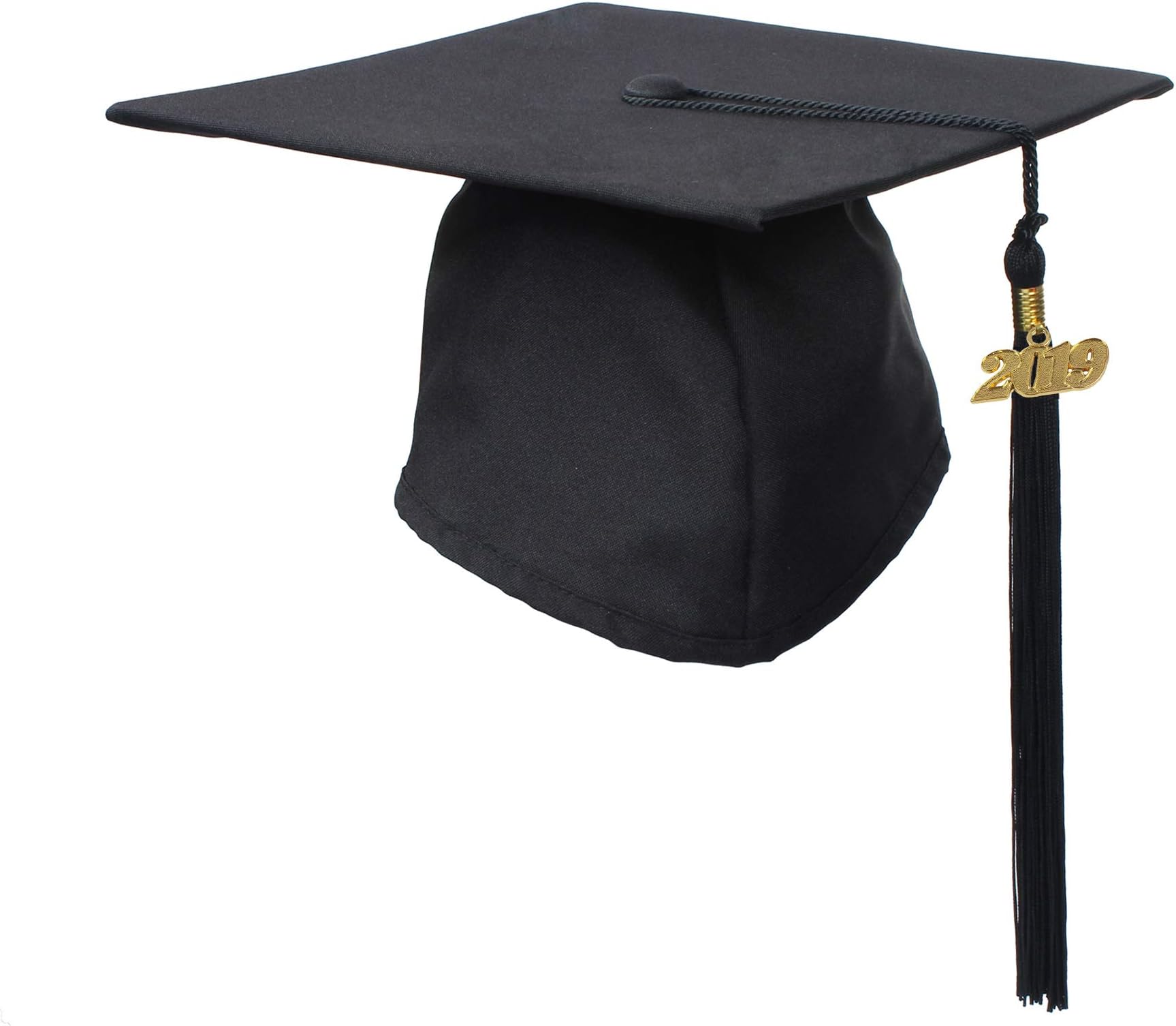 GraduationService Adults Graduation Matte Cap with 2019 Tassel Year Charm,12 Colors Option