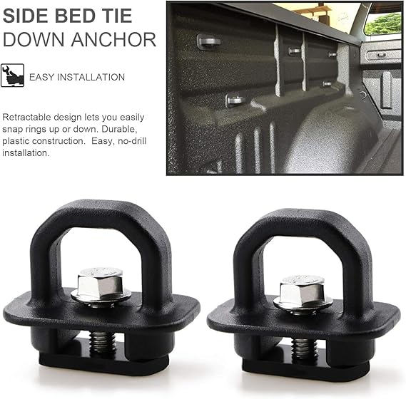 1000 Pounds Capacity Retractable Tie Down Pickup Anchors, Truck Bed