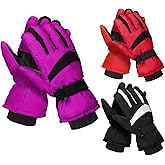 Tarpop 3 Pairs Mens Ski Gloves Winter Warm Women Gloves Adjustable Non Slip Snowboard Snow Waterproof Warm