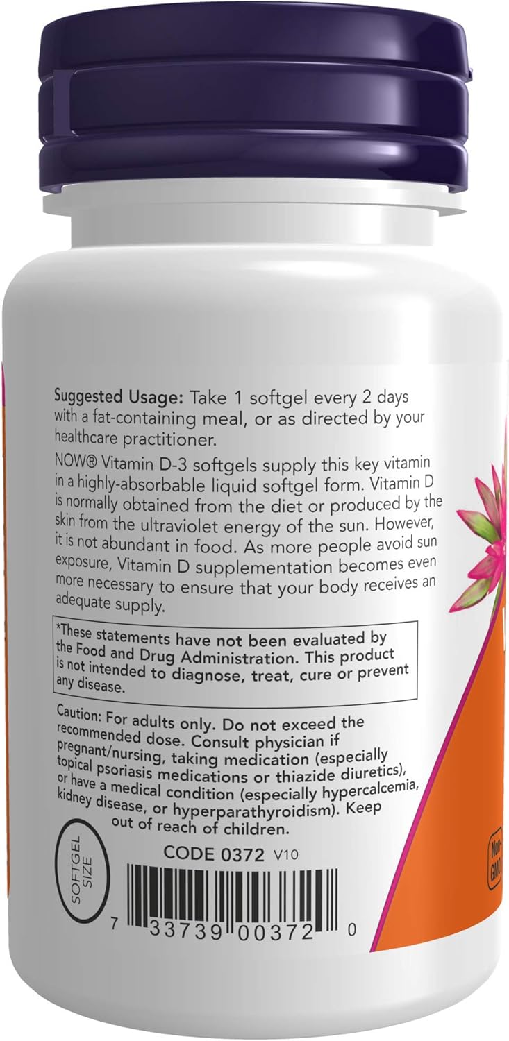 NOW Supplements, Vitamin D-3 5,000 IU, High Potency, Structural Support*, 120 Softgels: Health & Personal Care