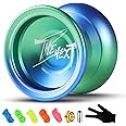 JOLESHARE Professional Responsive Yoyo, Aluminum Yo Yo for Kids Beginner, Replacement Unresponsive Ball Bearing for Advanced Yoyo Players + 1 Glove + 5 Yoyo Strings (Blue Green)