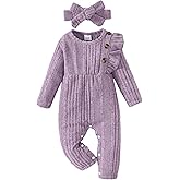 Infant Baby Girl Clothes Newborn Girl Romper Fall Winter Outfit Ruffle Long Sleeve Jumpsuit Romper Cute Baby Girl Outfit