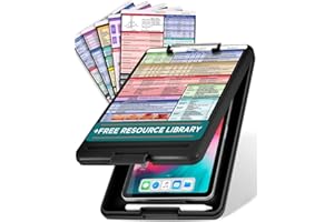 Tribe RN Ultimate Nursing Clipboard Set - 6 Vibrant Color-Coded Clinical Reference Sheets - Excellent Durability & Water-Resistant for Everyday Use (Black)