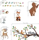decalmile Woodland Animal Tree Branch Wall Decals 2 Sheets 96x91 cm view 4