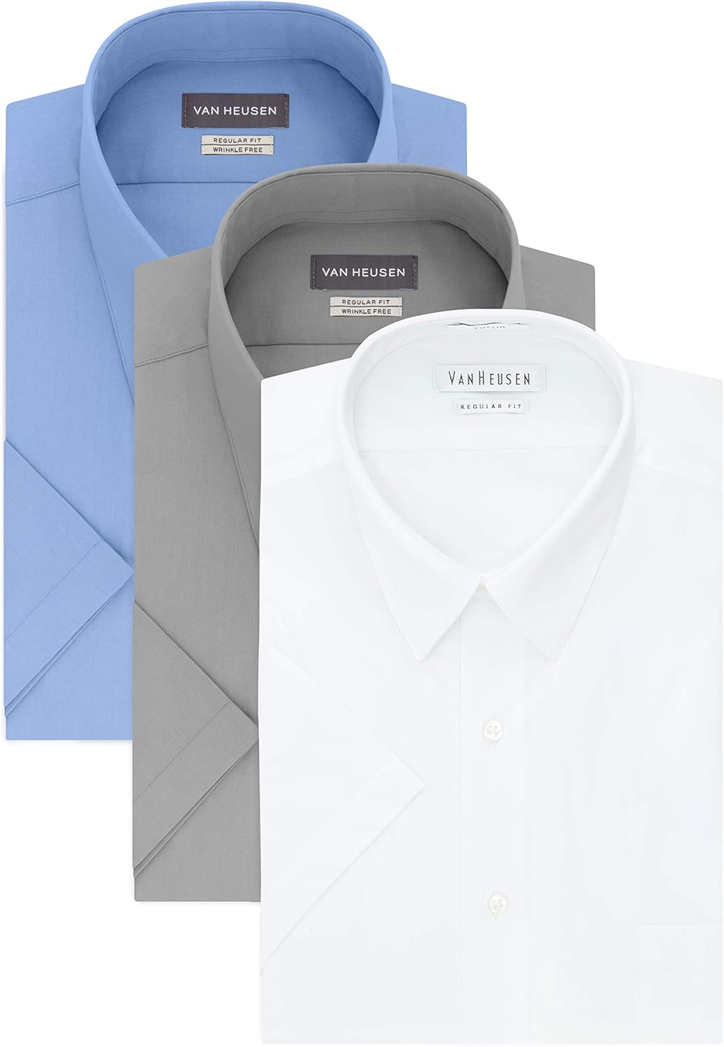 Van Heusen Men's Short Sleeve Dress Shirt Regular Fit Poplin Solid at  Men’s Clothing store