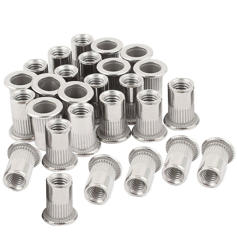 30PCs 1/4"-20 Stainless Steel Rivet Nuts Flat Head Insert Nutsert 1/4-20UNC