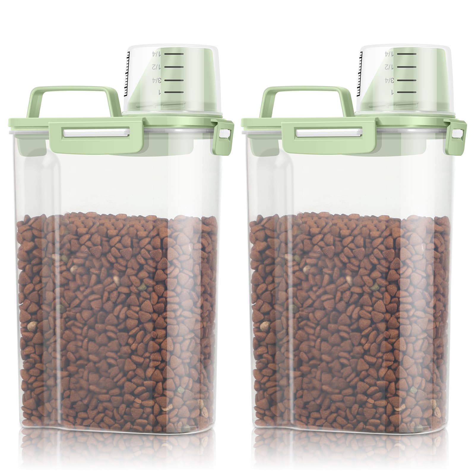 Photo 1 of TBMax Small Dog Cat Food Storage Containers 2 Pack, Travel-Friendly Pet Food Container with Spout & Measuring Cup, Kid-Friendly Pet Feeding Dispenser, Portable Dog Treat Bird Seed Container