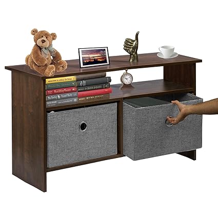 Klaxon Jasmine Wooden Table Storage Cabinet With 2 Fabric Chest