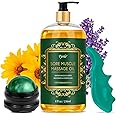 Pjordo Sore Muscle Massage Oil for Massage, with Massage Roller Ball & Thumb Saver Massager, Body Massage Oil (8 Fl Oz)