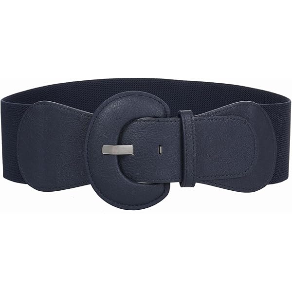 Women Black Elastic Fashion Belt - Hip High Waist Wide Band Gold