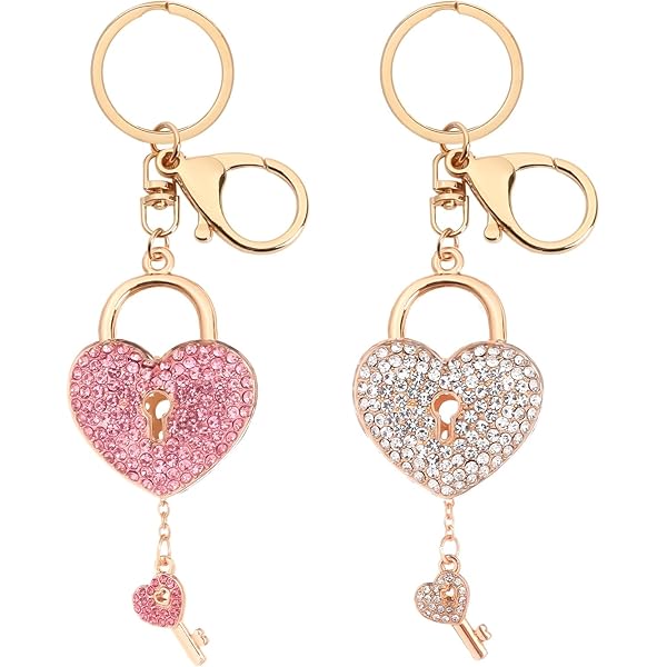 Tongcloud 6pcs Glitter Love Heart Keychain Premium Crystal