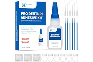 KEDICARE Dental Lab Denture Repair Adhesive Kit, 1oz Pro Instant Bonding Denture Glue for Repairs Cracks, Fills Gaps, Secures Loose Teeth, Safe Bonding with No Irritating Odor