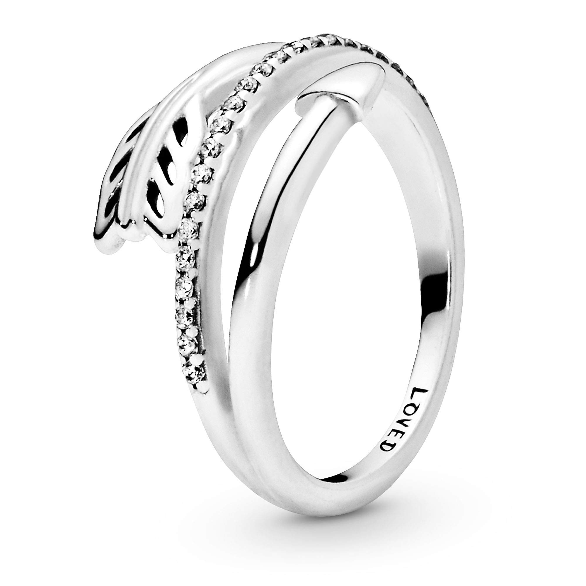 PANDORA Moments Women's Sterling Silver Wrap-Around Arrow Cubic Zirconia Ring, Size 52, No Box — image 1