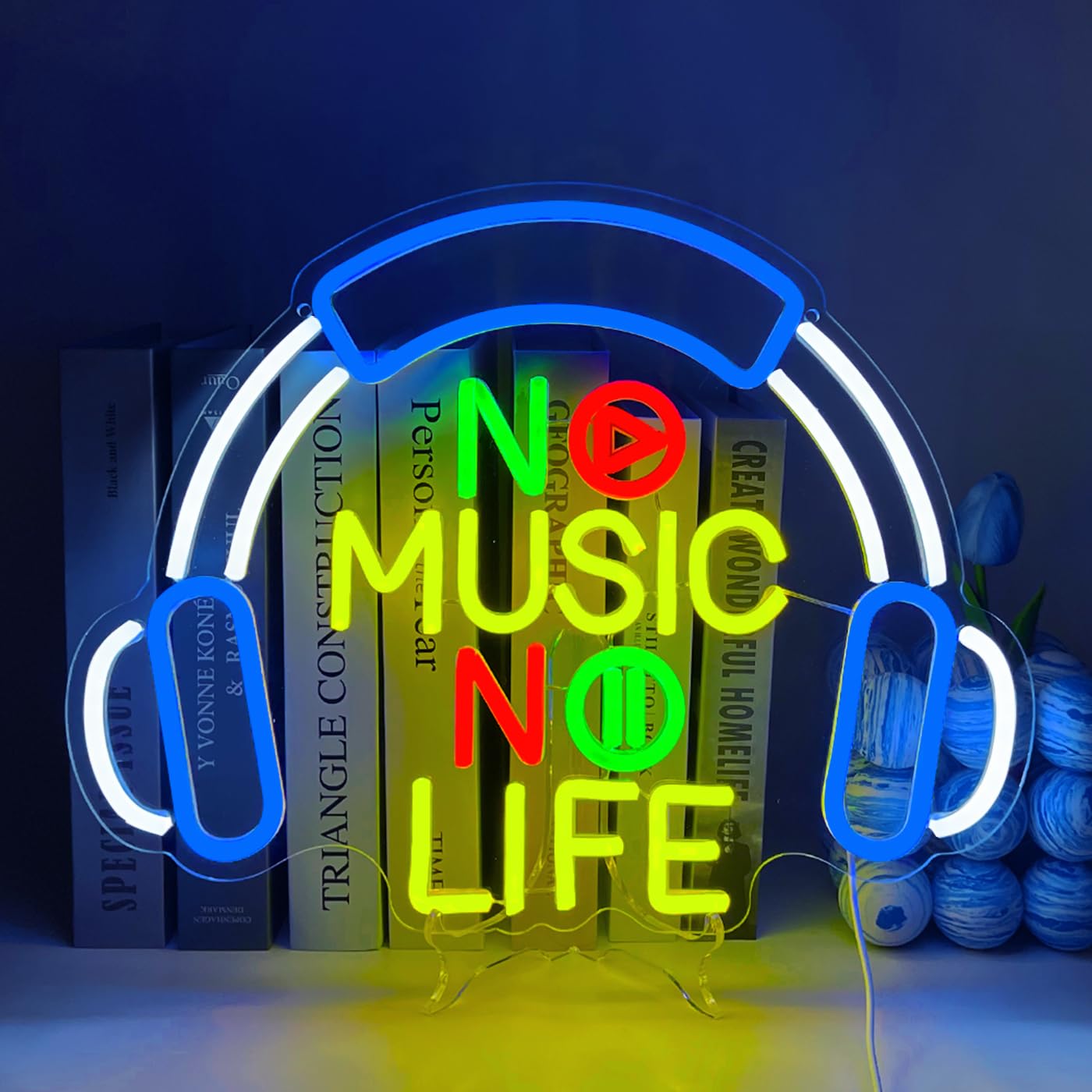 UExnkj-Y Headphones Neon Sign Music Neon Sign Letters Neon Light Sign LED Light Advertising Decorative USB LED Neon Signs for Beer Bar, Music Studio, Bedroom, Wall Decoration, Party, Club