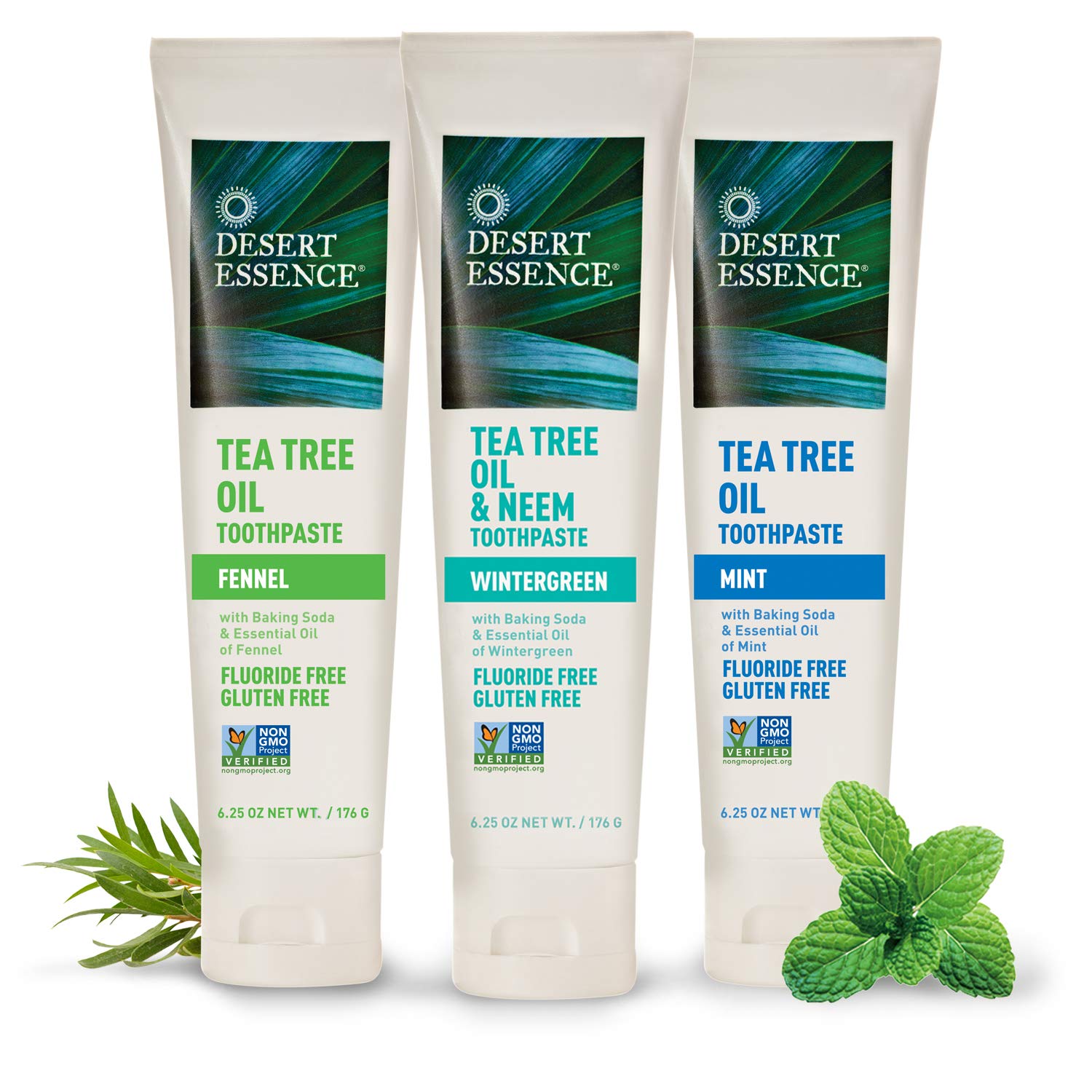 Desert Essence Tea Tree Oil & Neem Toothpaste 6.25 Oz Pack of 3