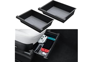 HALOBLK 2 Pack Waterproof Model Y Under Seat Storage Box Organizer, Upgraded 2-in-1 Underseat Hidden Tray for Tesla Model Y 2024-2021 [Not Compatible with 2025 New Model Y Refresh]
