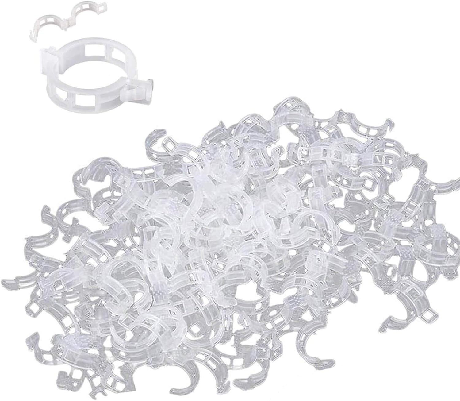 Orgrimmar 100 PCS Plant Support Garden Clips Garden Clamps Clips for Vine Vegetables Tomato to Grow Upright and Makes Plants Healthier, Clear White (White)