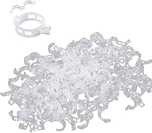Orgrimmar 100 PCS Plant Support Garden Clips Garden Clamps Clips for Vine Vegetables Tomato to Grow Upright and Makes Plants Healthier, Clear White (White)