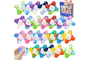 24 PCS Pop Fidget Spinners - Colorful Party Favors for Kids - Sensory Toys for Stress Relief and Anxiety - Classroom Prizes,G