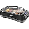 CUSIMAX Smokeless Indoor Grill, 1500W Electric Grill Korean BBQ Grill with LED Smart Display & Tempered Glass Lid, Non-stick Removable Grill Plate, Turbo Smoke Extractor, Black New Model