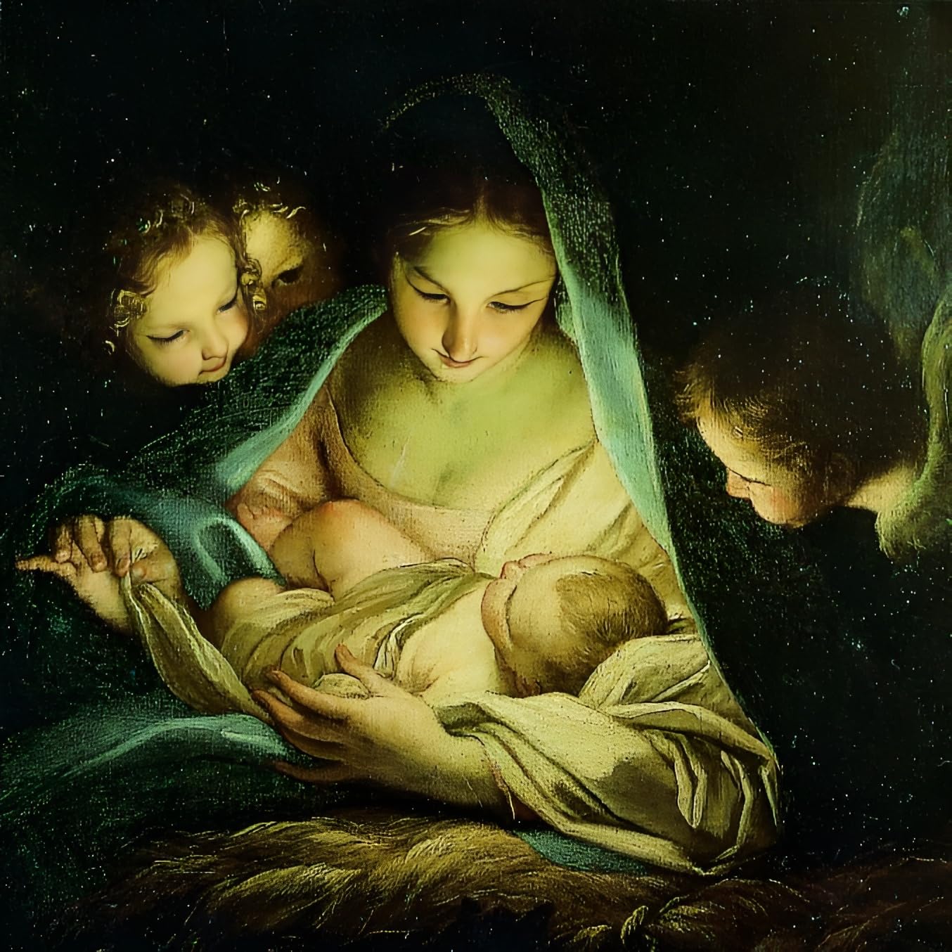 Museums & Galleries Christmas Cards - Religious Mary & Baby Jesus - Pack of 5 Premium Greeting Cards with Envelopes - 'Holy Night' by Carlo Maratta