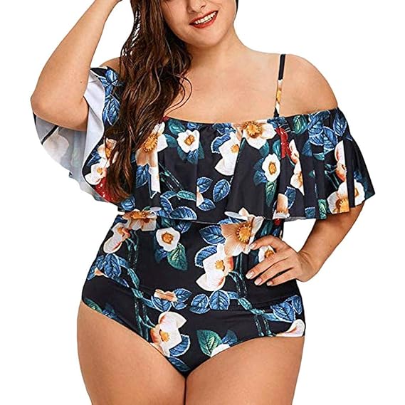 Bfmyxgs Frauen-reizvoller Blumendruck-Badeanzug-Bikini-Badebüstenhalter Beachwear einteiliger Anzug