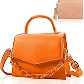 Small Crossbody Bags for Women Girls Trendy Top Handle Satchel Purses with Detachable Acrylic Chain