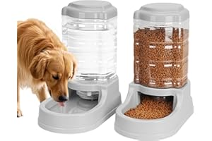 Kenond 9.5L Dog Feeders and Water Bowl Set for Large Dogs, 2.5 Gallon Automatic Water Dispenser, Gravity Dog Food Dispenser