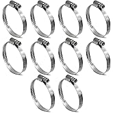 CHUN YUNG DA 10 Pack SAE Size 28 Stainless Steel Hose Clamps, German Style Embossed Worm Gear Clamp, Adjustable 1-5/8 to 2-3/8 inch (40-60mm) for Automotive Intercooler Pipe