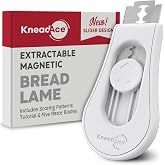 KNEADACE Upgraded Magnetic Bread Lame, Professional Dough Scoring Tool with Extractable Blade, Sourdough Bread Tool for Baking, Includes Scoring Pattern Booklet &amp; 5 Replaceable Razor Blades