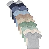 HonestBaby Unisex-Baby 5-Pack Short Sleeve T-Shirts 100% Organic Cotton Baby, Toddler, Little Kid, Boy, Girl, Unisex