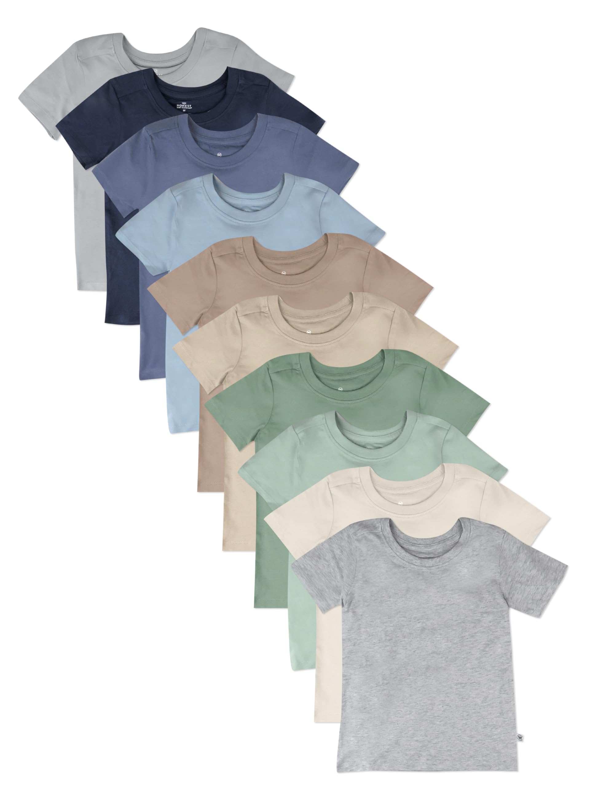 HonestBaby 10-Pack Short Sleeve T-Shirts 100% Organic Cotton Baby, Toddler, Little Kids, Boys, Girls, Unisex, Blue Sunrise, Newborn Image