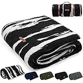 Molithe 100% Wool Blanket, 62" x 86", Warm, Thick, Washable, Military Wool Blanket, Great for Camping, Outdoors, Sporting Events, Survival Kits,Black White Striped