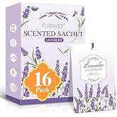 FURWEY 16 Packs Lavender Scented Sachets, Long Lasting Sachet Bag | For Drawers and Closets, Room Car Odor Deodorizer, Fresh Scent Home Fragrance