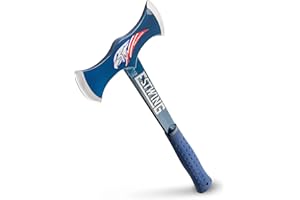 Estwing - Drake Off Road Tools Double Bit Axe - 38 oz Wood Spitting Tool with Forged Steel Construction & Shock Reduction Grip - E6-DBA Blue