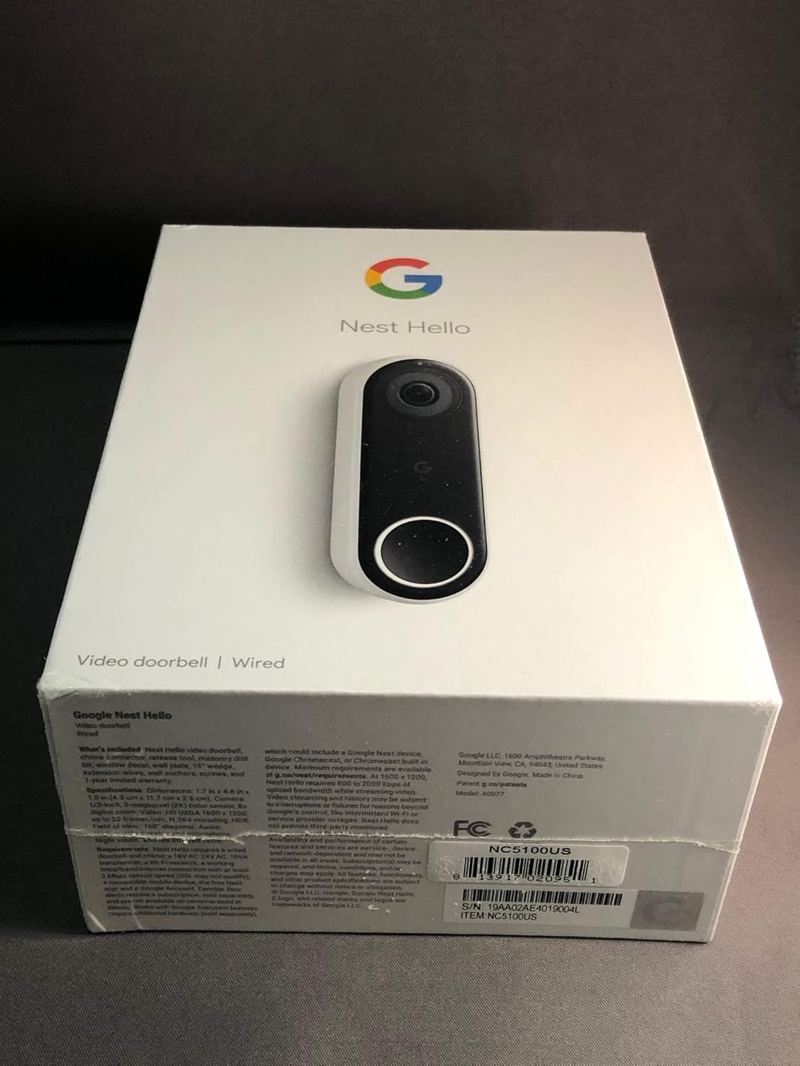 Nest Labs NC5100US NEST 3MP 160° Diagonal Full-Duplex Hello Video Door Phone Sub Station