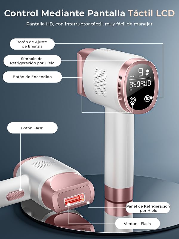 Máquina de depilação a laser 21J com função de arrefecimento, depilador de luz pulsada 600-1200NM com 9 níveis de energia, ecrã tátil LCD para mulheres e homens, biquíni, axilas, rosto e corpo cor-de-rosa
