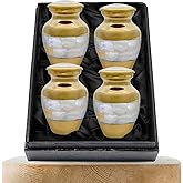 Trupoint Memorials Small Urns for Human Ashes Keepsake, Mother of Pearl Decorative Mini Cremation Urn for Adult Men & Women, Set of 4, Gold