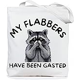 Chicimln Funny Raccoon Tote Bag, Raccoon Lover Gifts Canvas Tote Bags for Women, Gifts for Animal Lovers, My Flabbers Have Been Gasted Reusable Grocery Shopping Bags