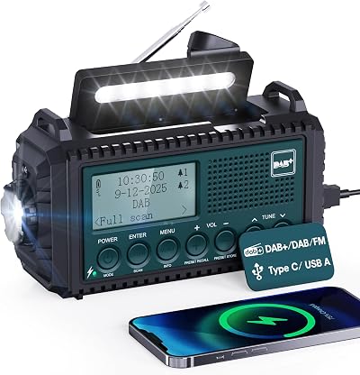 Mesqool 5000mAh DAB+/FM Emergency Radio Solar Wind Up Torch Light